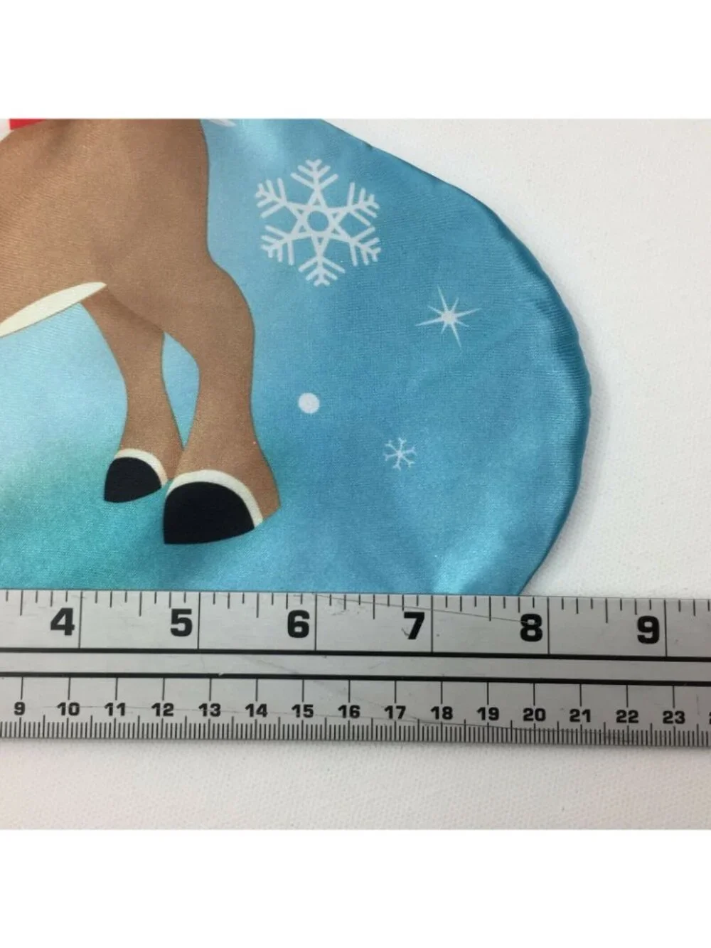 Rudolph The Red-Nosed Reindeer Christmas Stocking Blue Satin & White Plush 15
